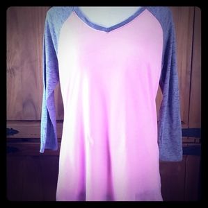 Pink & Grey knit v-neck raglan t-shirt
